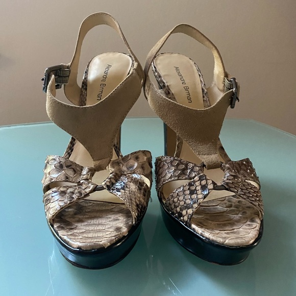 Alexandre Birman Suede/Black and Snake Skin High Heels Size 6 - Picture 11 of 12